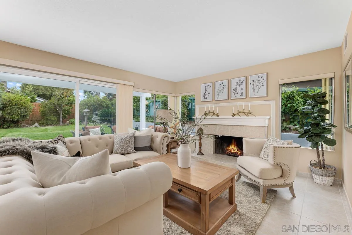 505 Willowspring Drive North Encinitas, CA 92024 - Photo 17 of 47 a living room with furniture and a fireplace