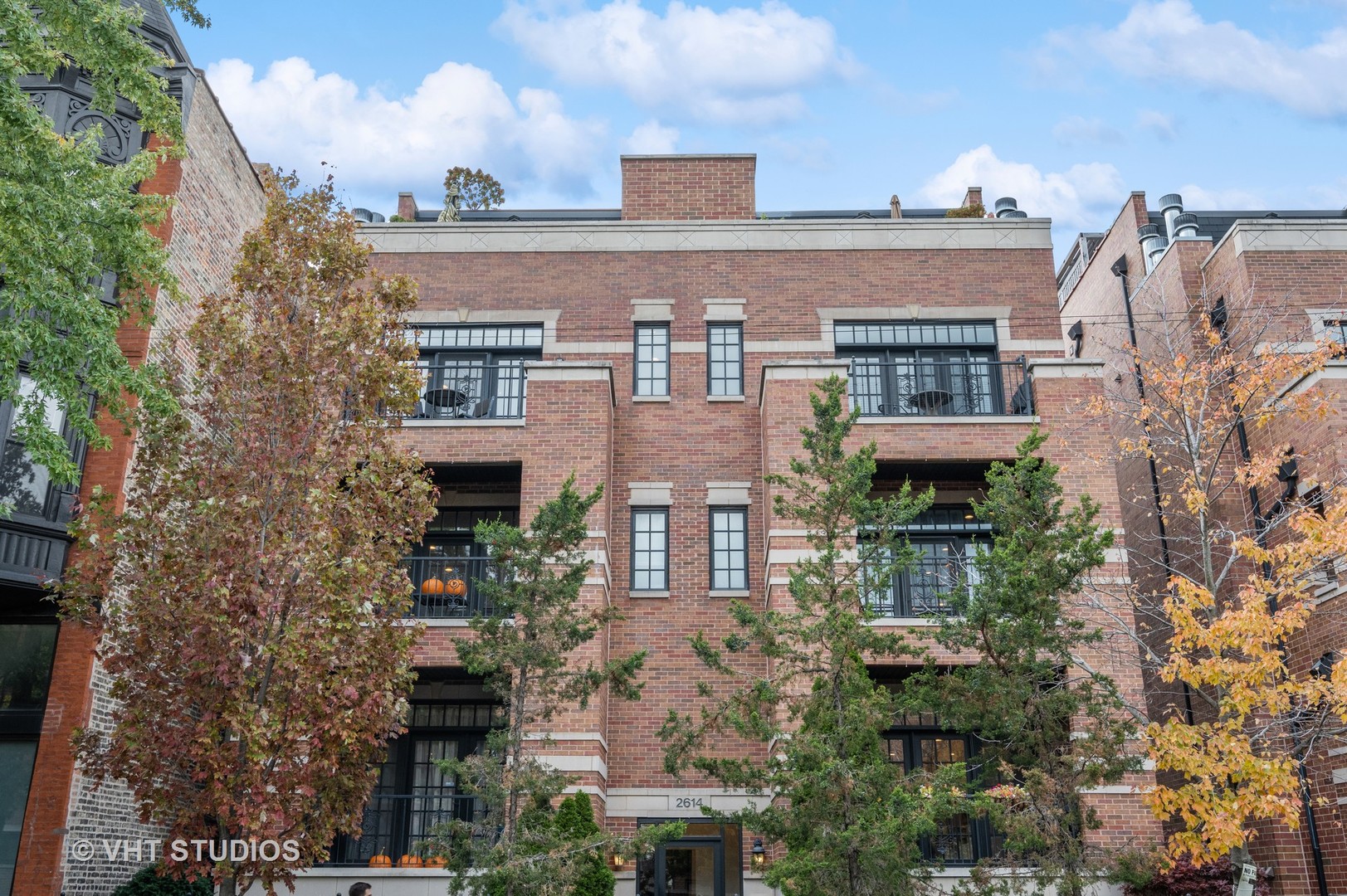 an aerial view of multiple houses