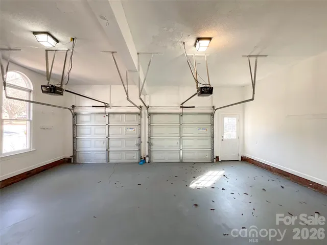 a view of a garage with furniture