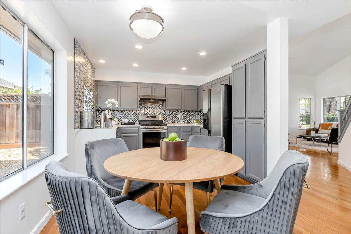 1483 Chavez Way San Jose, CA 95131 - Photo 24 of 40 a kitchen with stainless steel appliances a dining table chairs and wooden floor