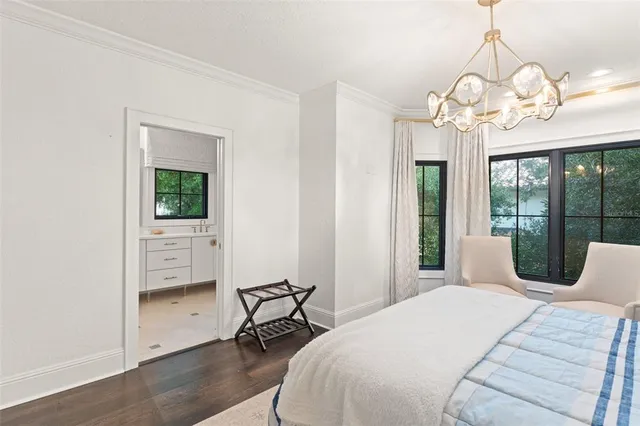 a view of a lake with a building in the background