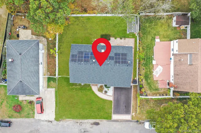 an aerial view of a house