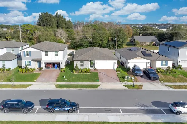 an aerial view of a house