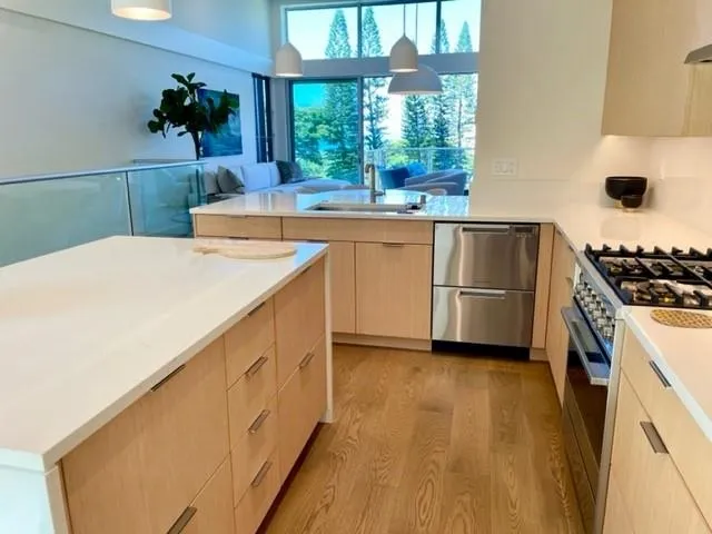 a kitchen with a sink a stove and cabinets