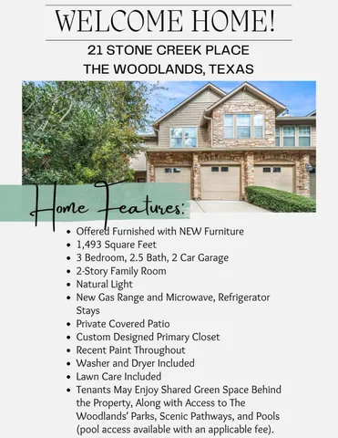$2,700 | 21 Stone Creek Place, The Woodlands, TX 77382