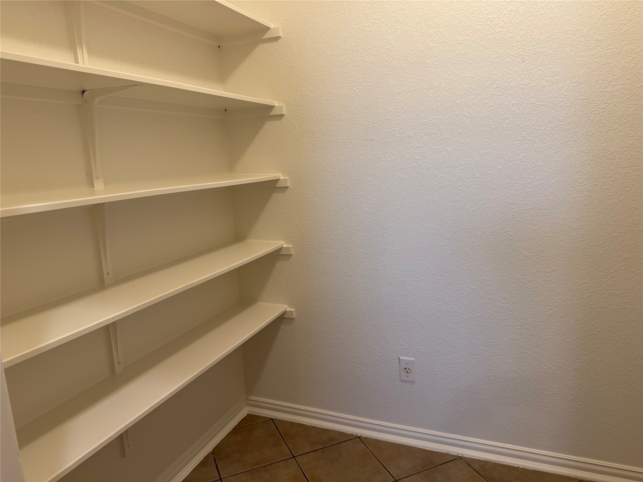 3021 Grand Mission Way Pflugerville, TX 78660 - Photo 16 of 31 Functional shelving and tile flooring create an organized and easy-to-maintain pantry space.
