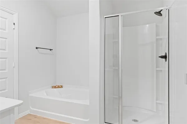 a bathroom with a bathtub