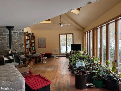 a living room with furniture