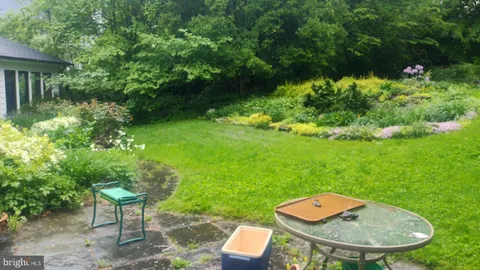 a backyard of a house with a yard fire pit and entertaining space