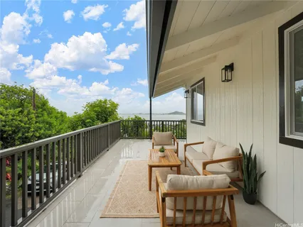 a view of balcony with couch