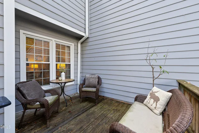 a view of a chairs in a patio