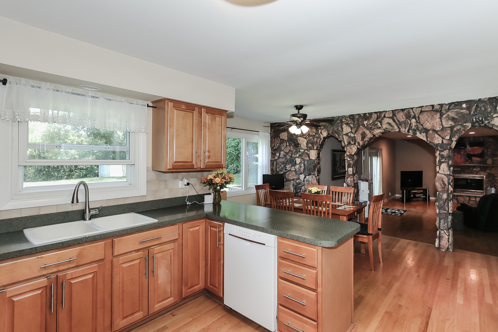 207 Ela Road Inverness, IL 60067 - Photo 9 of 30 a kitchen with sink cabinets and living room view