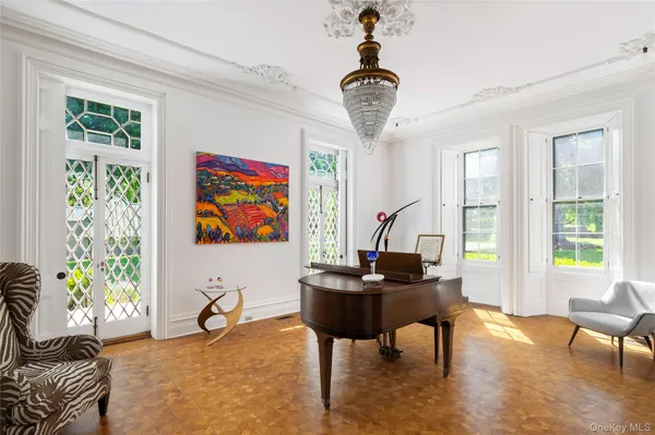 a workspace with furniture and a window