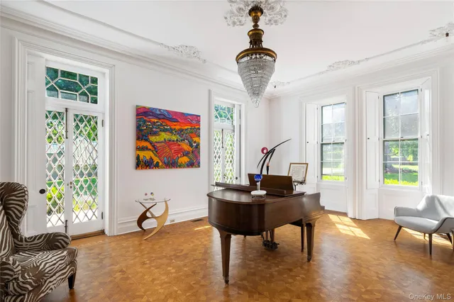 a workspace with furniture and a window