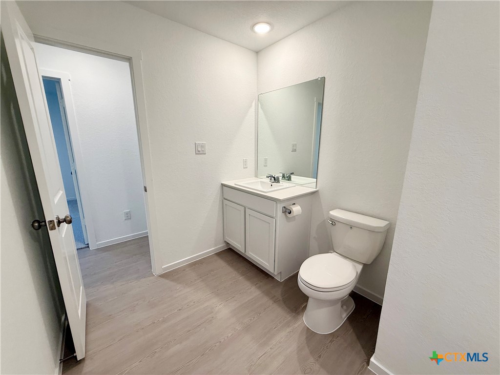 311 Moscato Road New Braunfels, TX 78130 - Photo 21 of 38 a bathroom with a toilet sink and a mirror