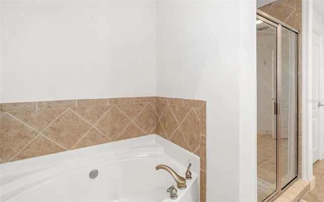 a bathroom with a bathtub