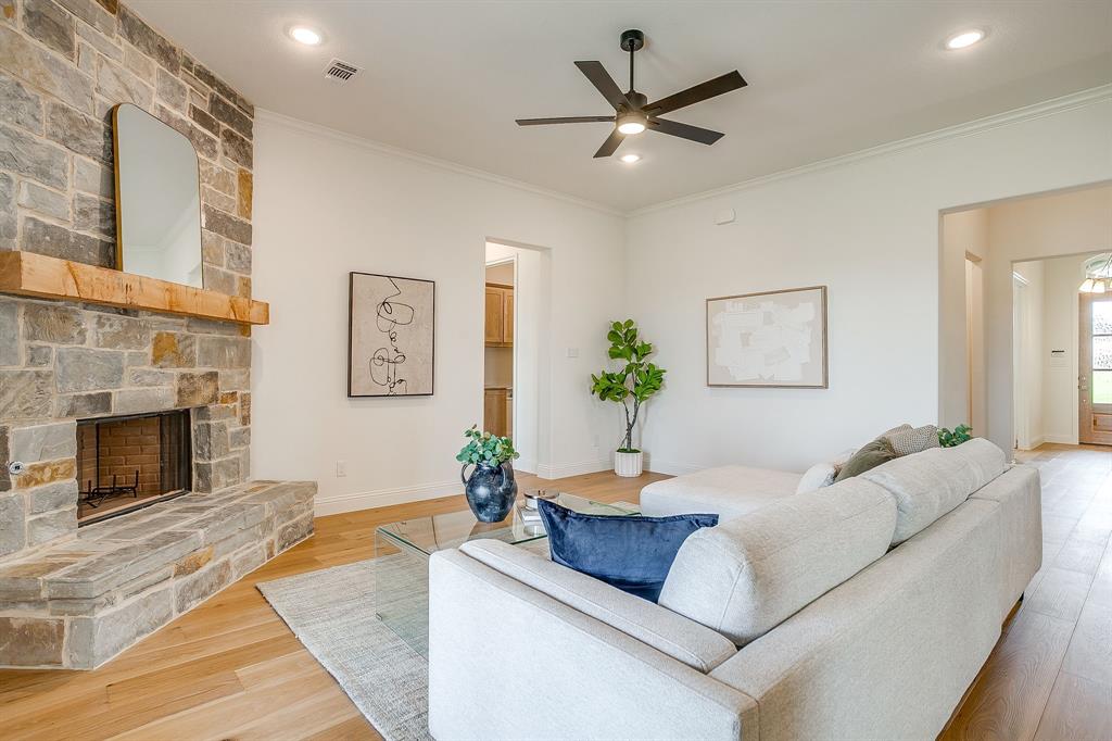 320 Slimp Bluff Azle, TX 76020 - Photo 9 of 37 a living room with furniture and a fireplace
