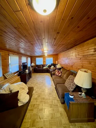 a living room with furniture