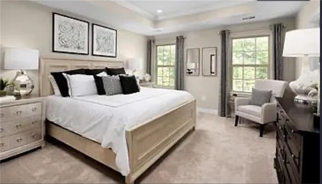 a bed room with a bed and a couch