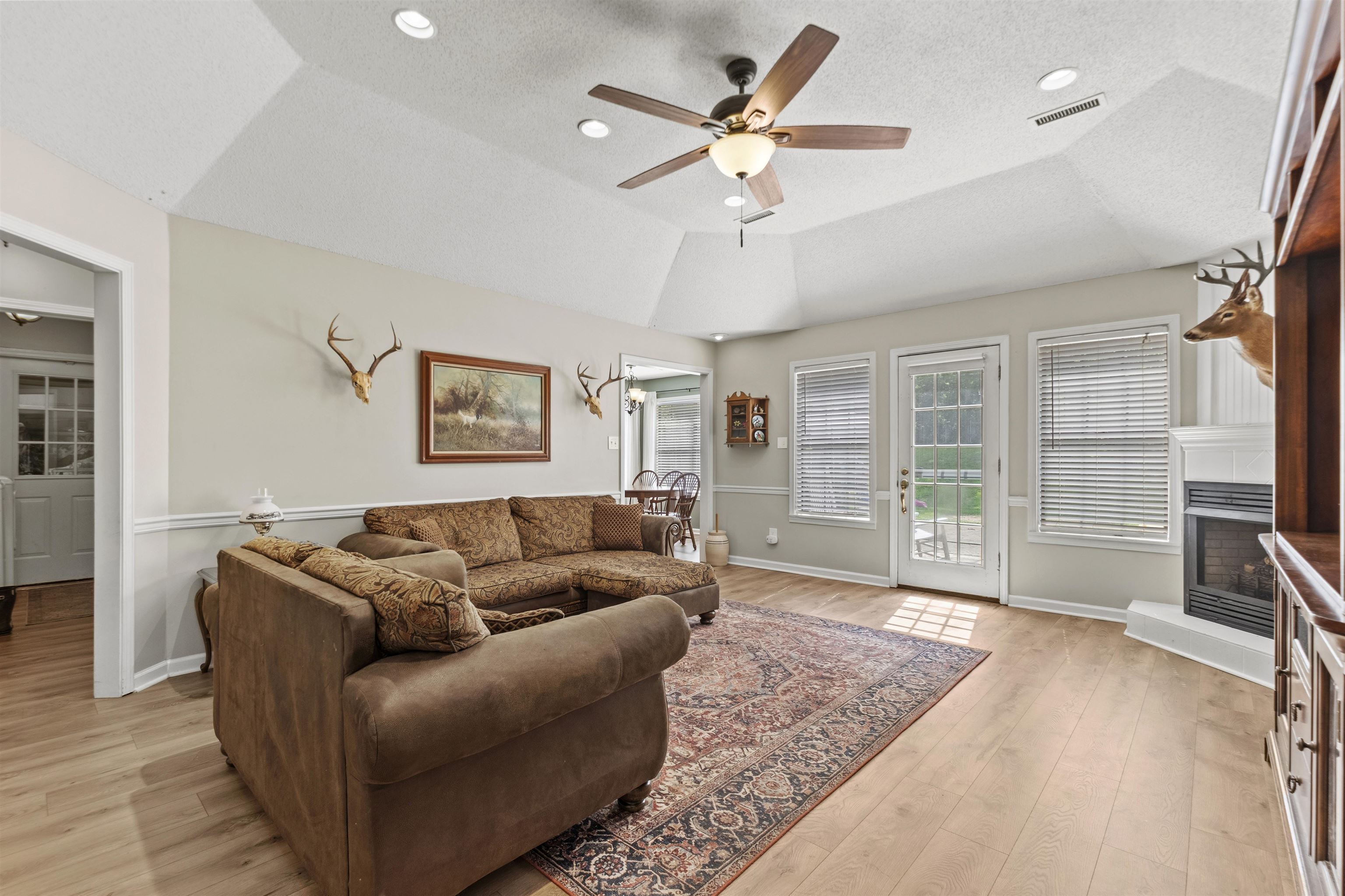 3601 Marshall Road Munford, TN 38058 - Photo 16 of 35 Vaulted ceilings with recessed lighting and a ceiling fan