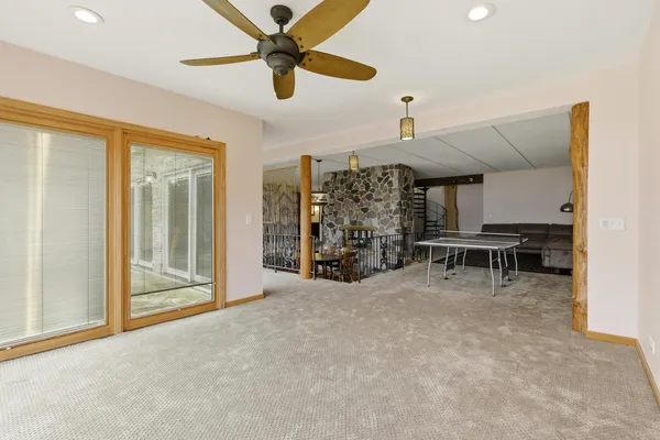 a living room with furniture and a couch