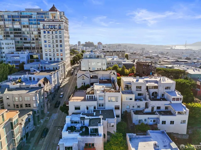 an aerial view of multiple houses