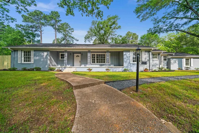 a house view with a swimming pool
