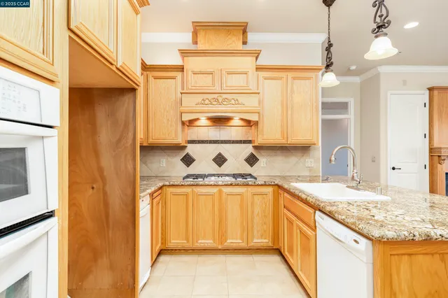 a kitchen with stainless steel appliances granite countertop a sink and a refrigerator