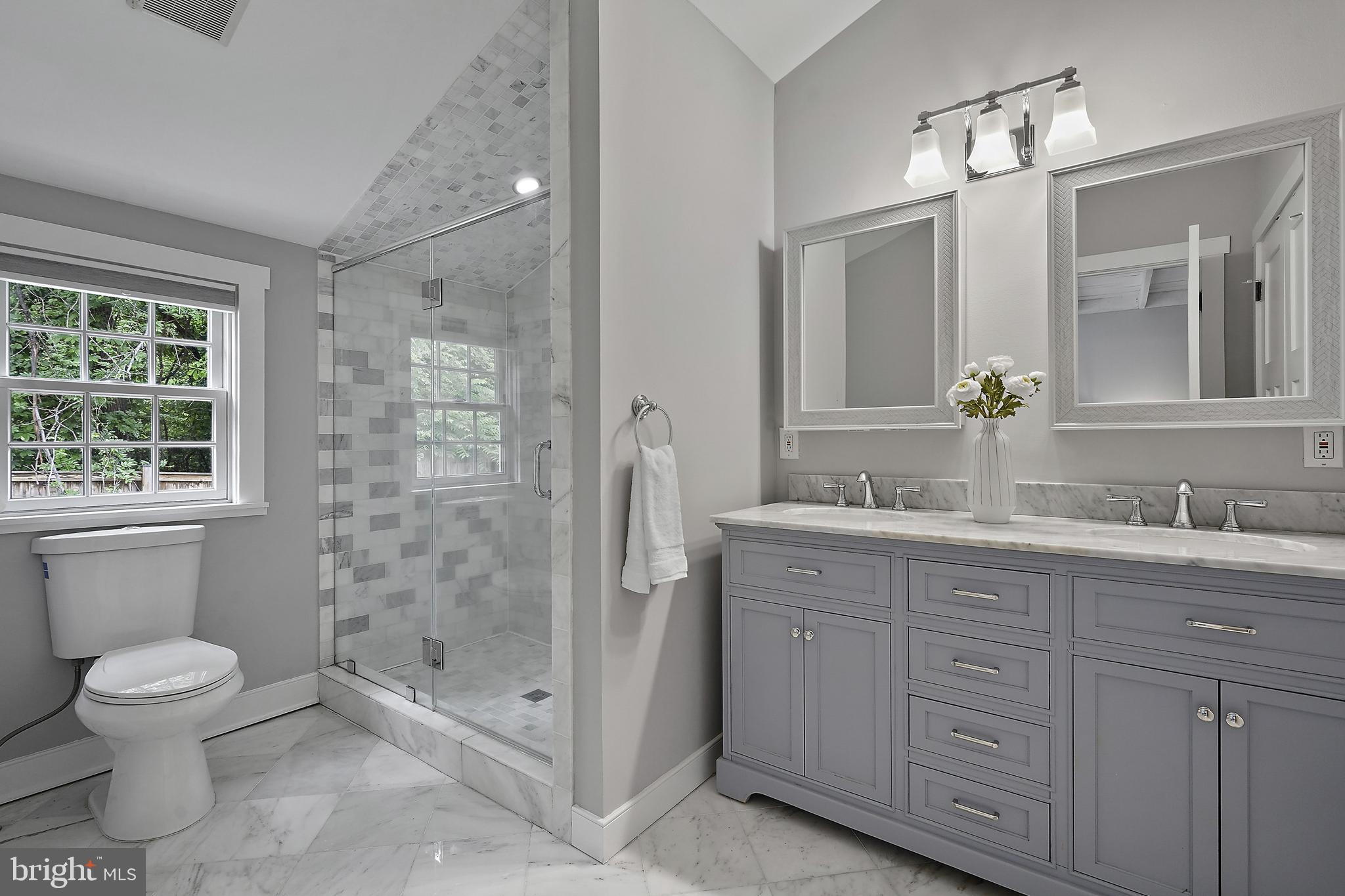 39913 Thomas Mill Road Leesburg, VA 20175 - Photo 13 of 46 a bathroom with a toilet a sink a shower and a window