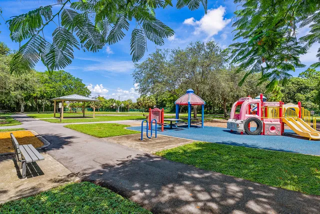 a view of city and green space