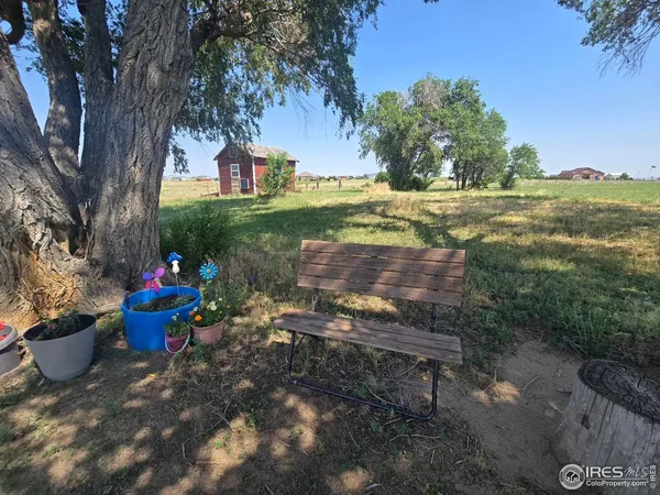 a view of a fire pit with a yard