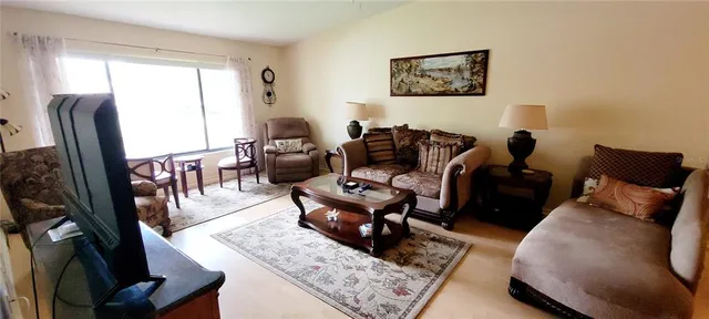 a living room with furniture rug and wooden floor