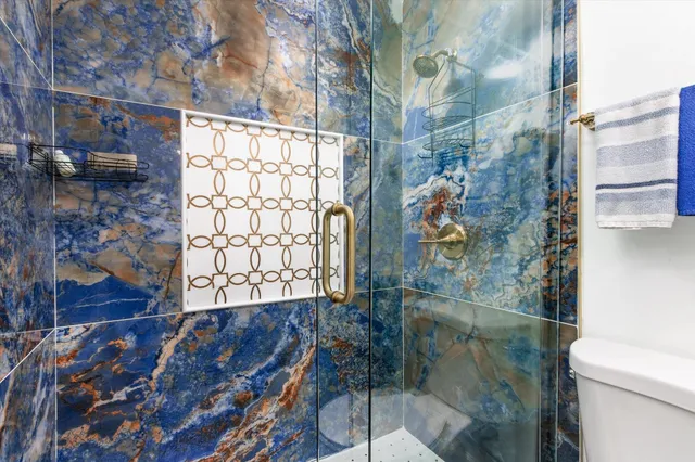 a bathroom with a shower