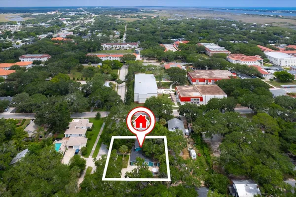 an aerial view of a house