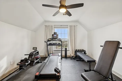 a room with gym equipment