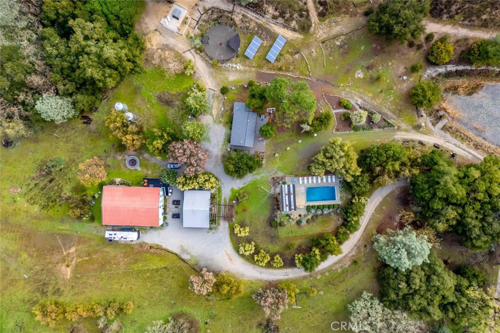 6790 West Pozo Road Santa Margarita, CA 93453 - Photo 62 of 64 an aerial view of a house with a yard and lake view