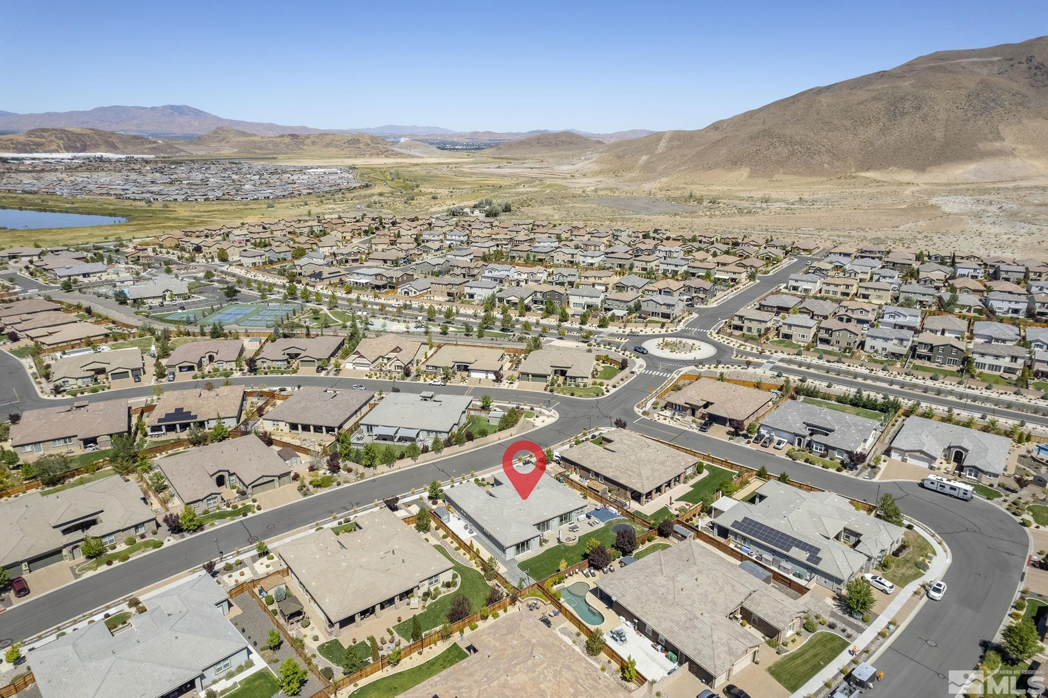 9820 Firefoot Lane Reno, NV 89521 - Photo 38 of 40 an aerial view of residential building and lake view
