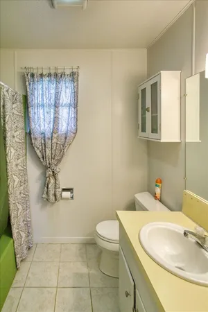 a bathroom with a sink a toilet and mirror