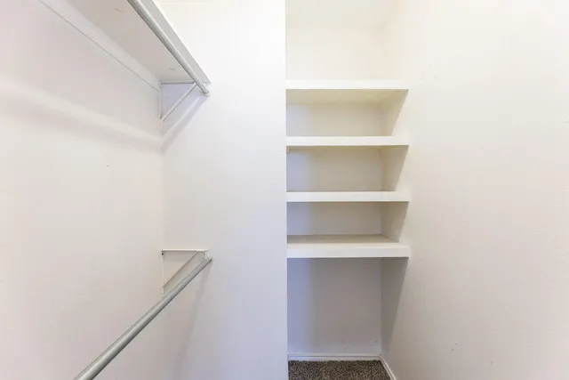 a view of an empty walk in closet