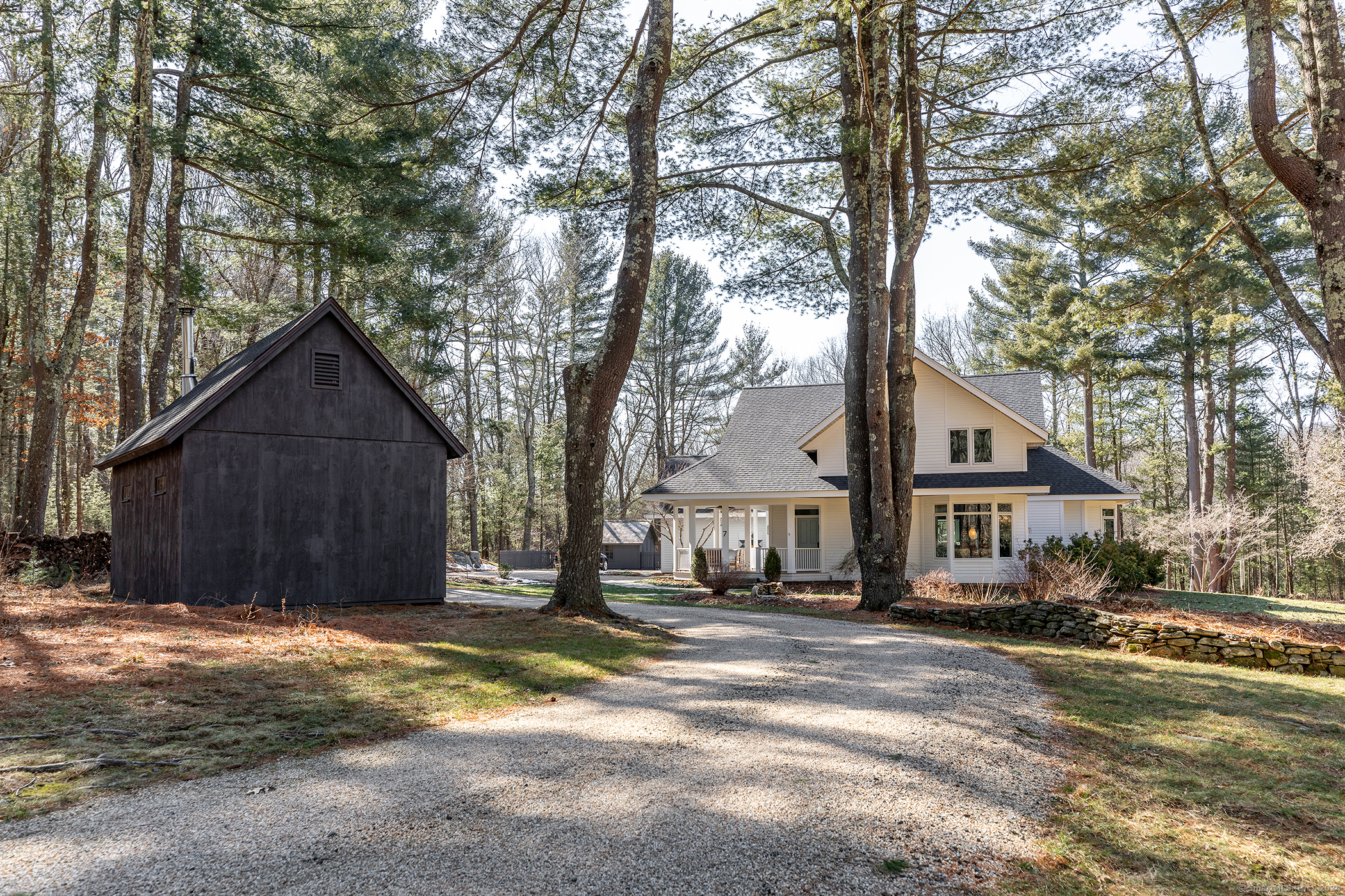 a house with trees in front of it