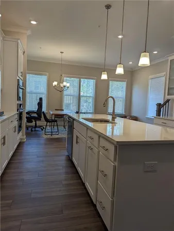 a large kitchen with lots of counter space
