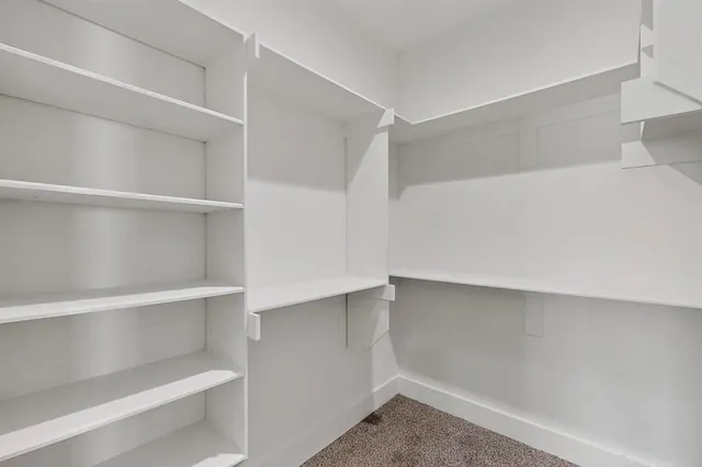 a view of an empty walk in closet
