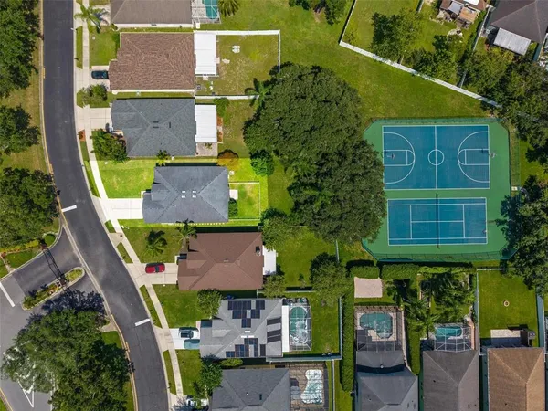an aerial view of a house