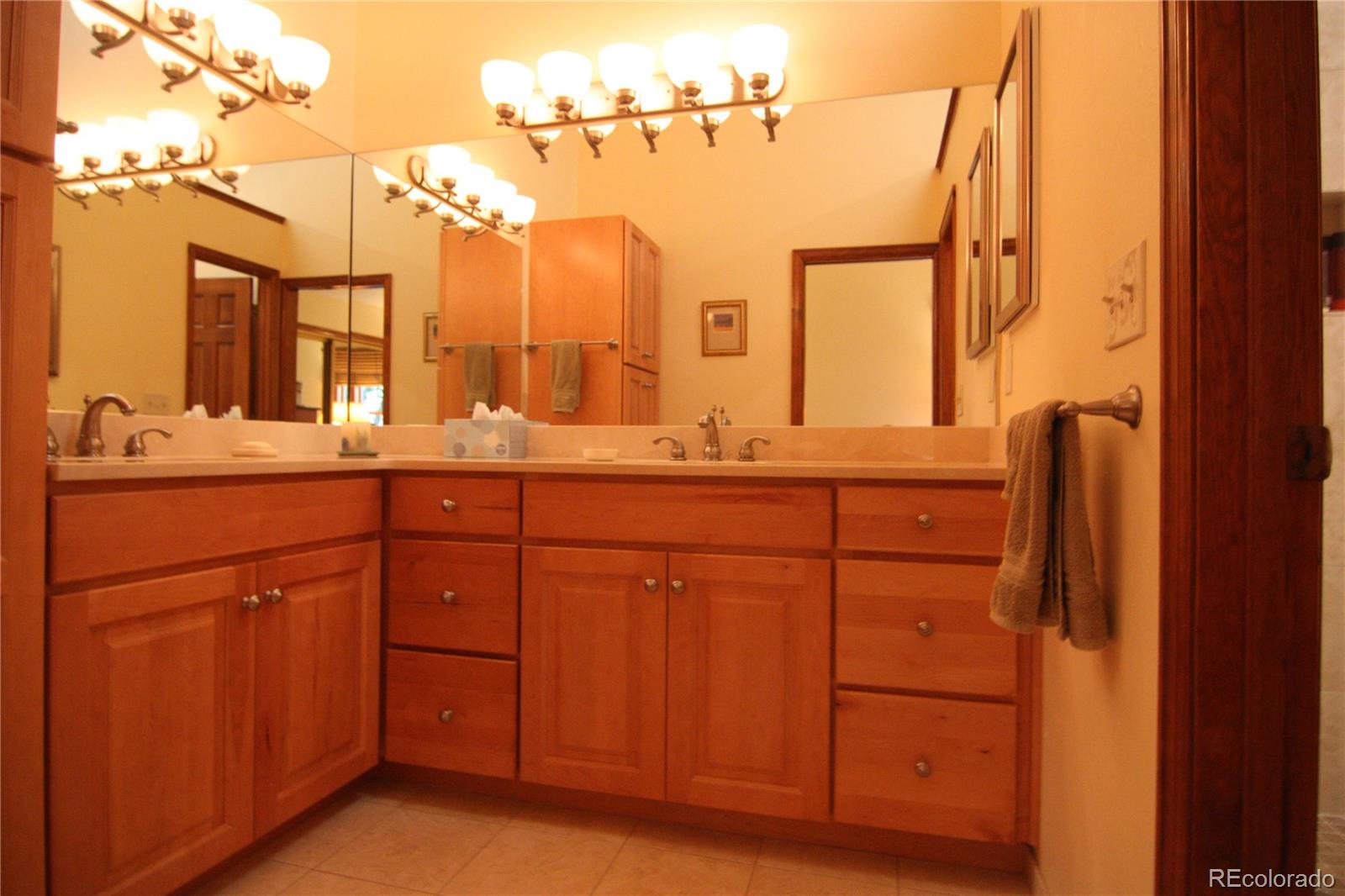 8435 Sweet Water Road Lone Tree, CO 80124 - Photo 17 of 24 a bathroom with a double vanity sink mirror and