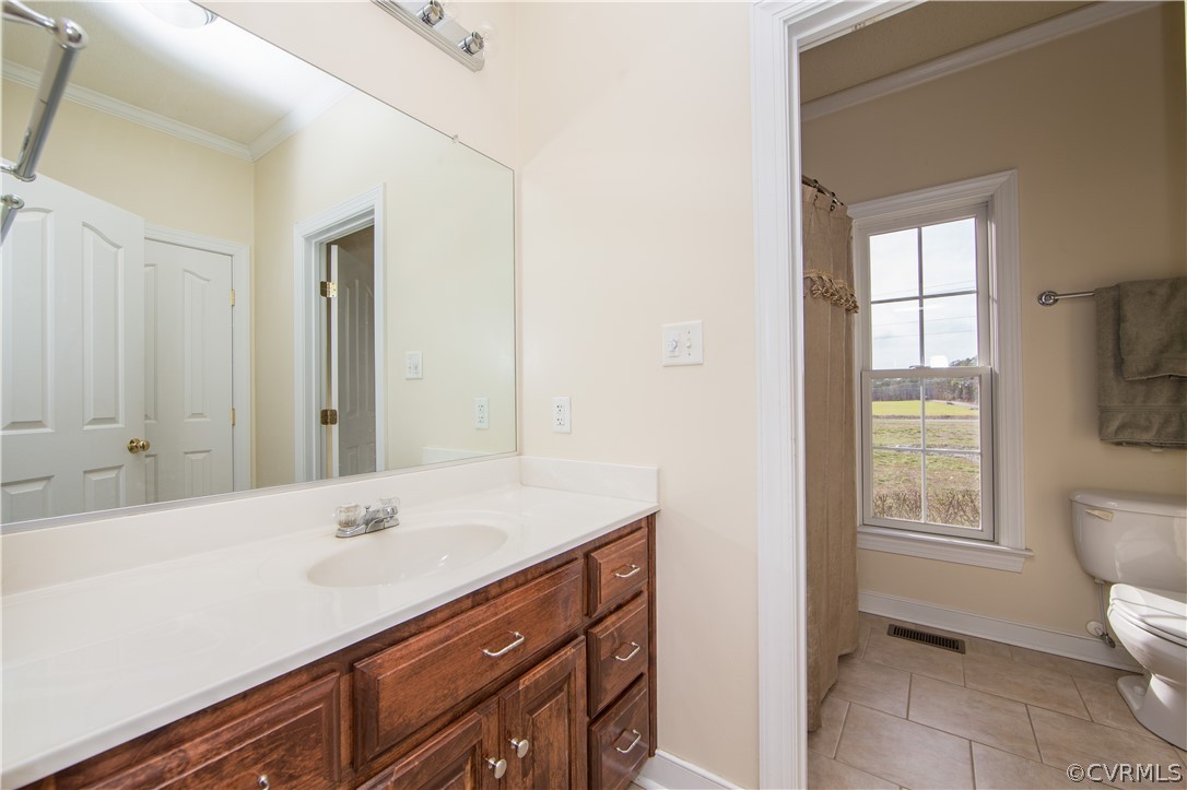16840 Loving Union Road Disputanta, VA 23842 - Photo 19 of 35 a bathroom with a sink a toilet and a window