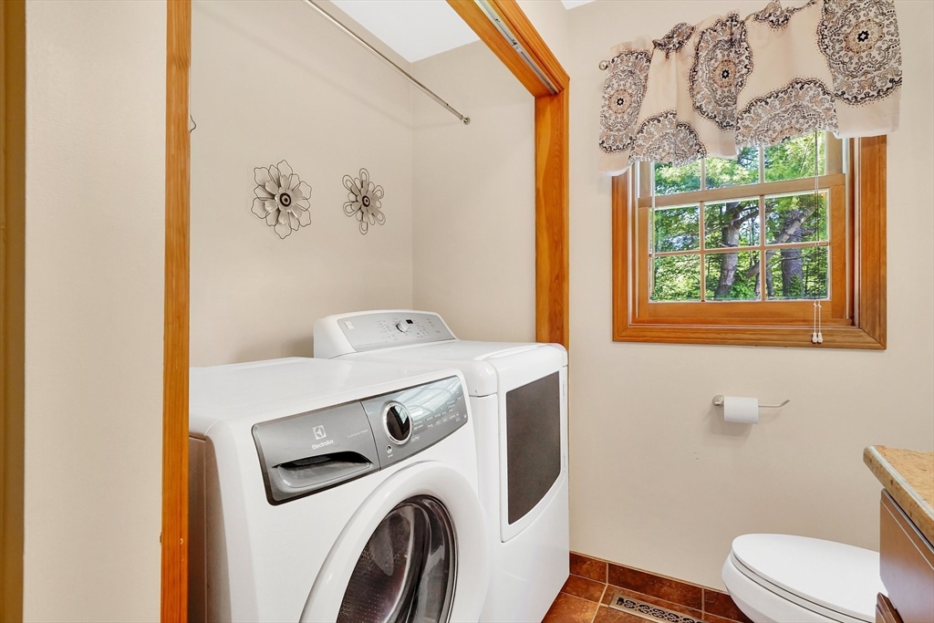 5 Evergreen Circle Wilbraham, MA 01095 - Photo 16 of 39 a utility room with a window dryer and washer