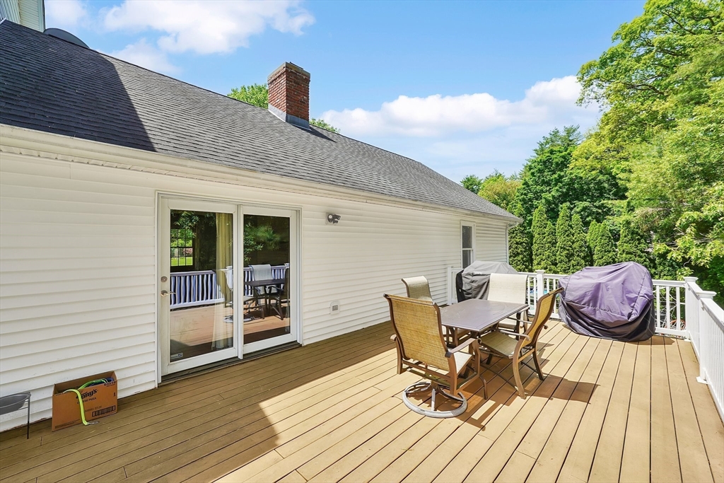 5 Evergreen Circle Wilbraham, MA 01095 - Photo 36 of 39 a view of a roof deck with table and chairs and wooden floor