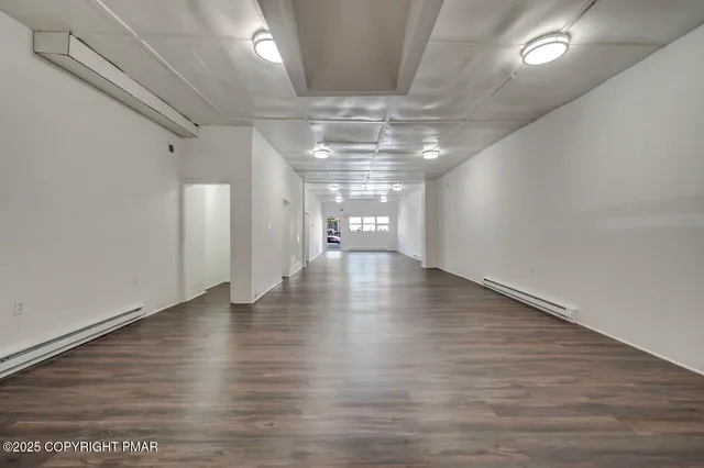 a bathroom with a shower curtain