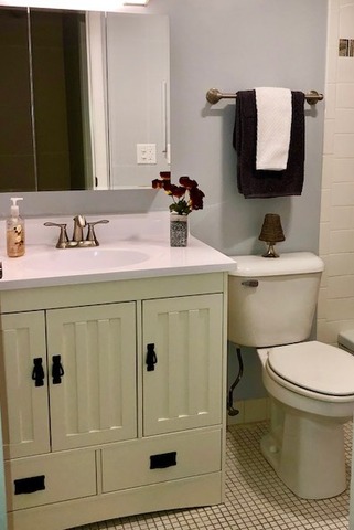 1102 Springinsguth Road, Unit 1A Schaumburg, IL 60193 - Photo 11 of 14 a bathroom with a toilet sink and mirror