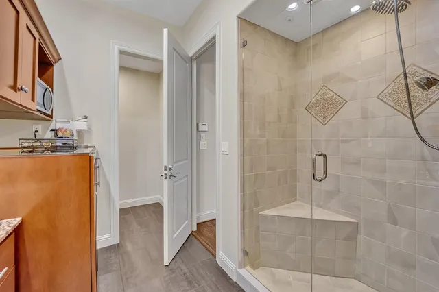 a bathroom with a shower